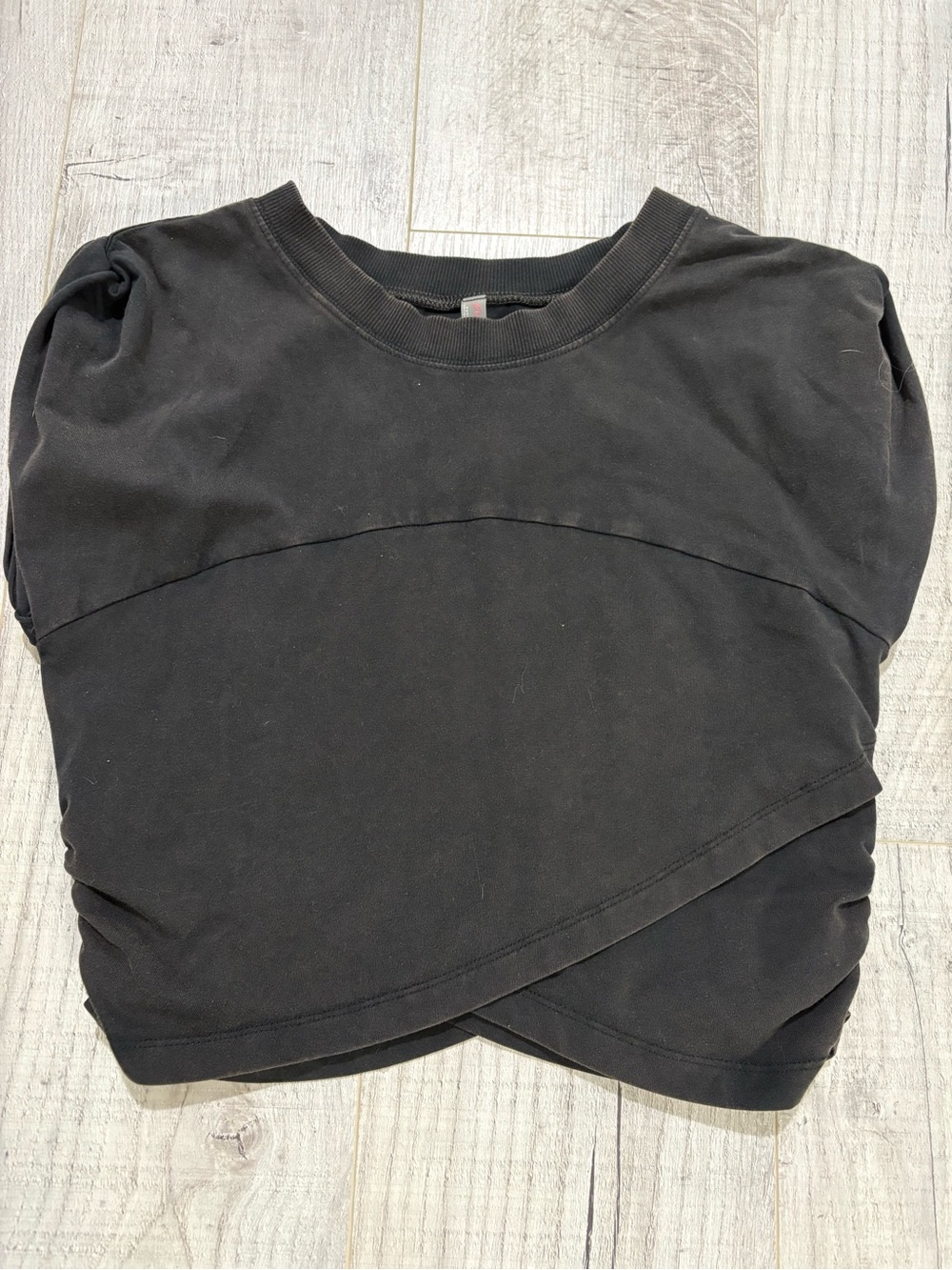 Free People Women's Distressed Black Cropped Hot Shot Top